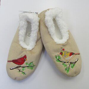 Women's Size 7/8 Medium Snoozies! Red Cardinal Print Pairables Slippers NEW